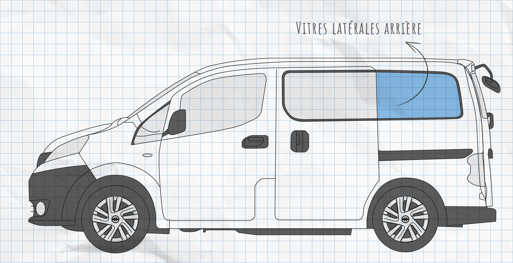 MULTIBOARD système de pochettes de fenêtre à scratch Nissan NV200