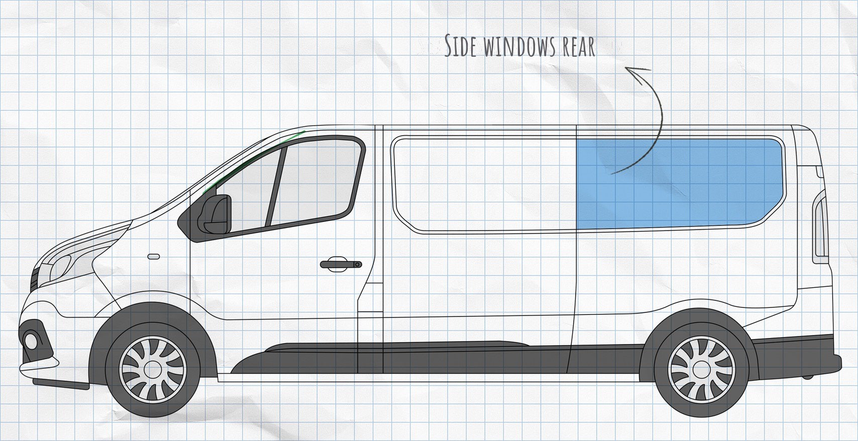 MULTIBOARD hook and loop window organiser Renault Trafic 3, Opel Vivaro B, Nissan NV300