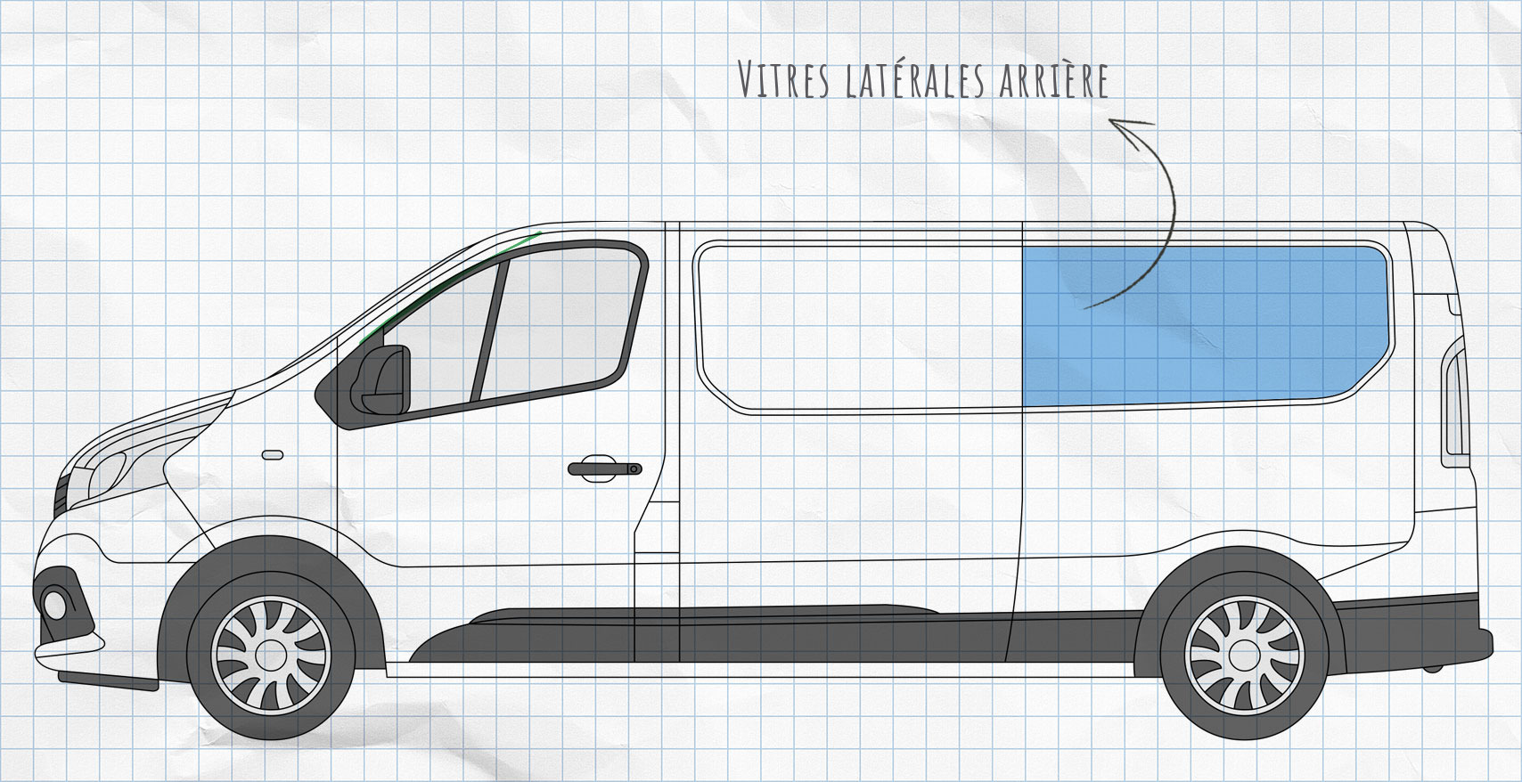 MULTIBOARD système de pochettes de fenêtre à scratch Renault Trafic 3, Opel Vivaro B, Nissan NV300