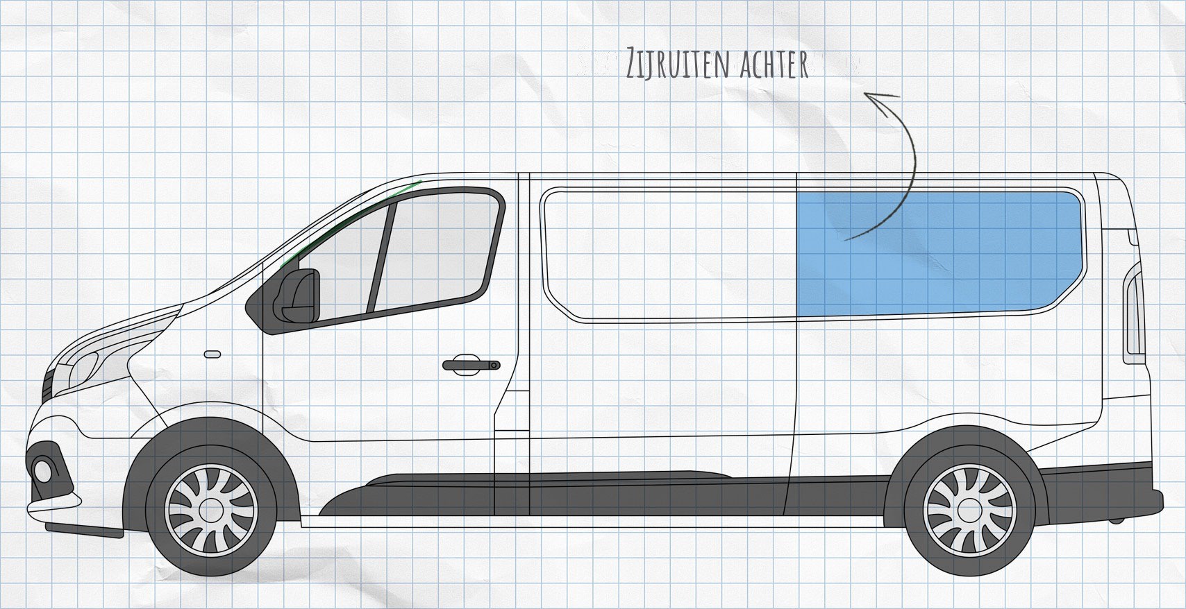 MULTIBOARD Klittenbandvensterzefsysteem Renault Trafic 3, Opel Vivaro B, Nissan NV300