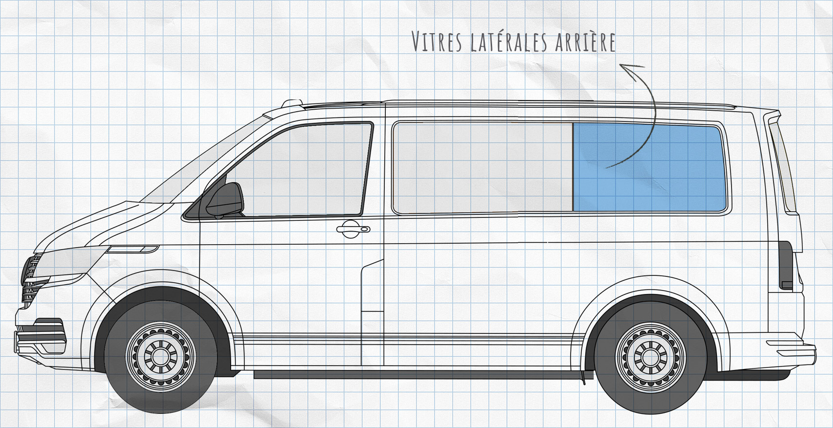 MULTIBOARD système de pochettes de fenêtre à scratch VW T61 (depuis 2019)
