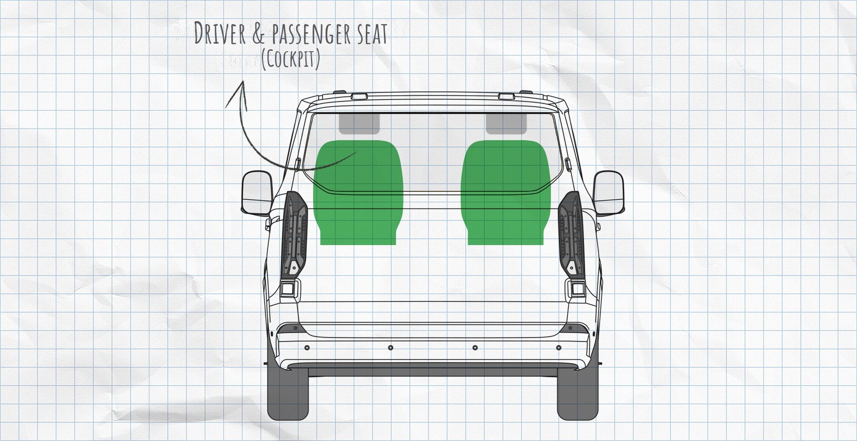 MULTIBOARD hook-and-loop seat pocket system Ford Transit, Tourneo Custom and Nugget 2nd generation V710 (2024-present)