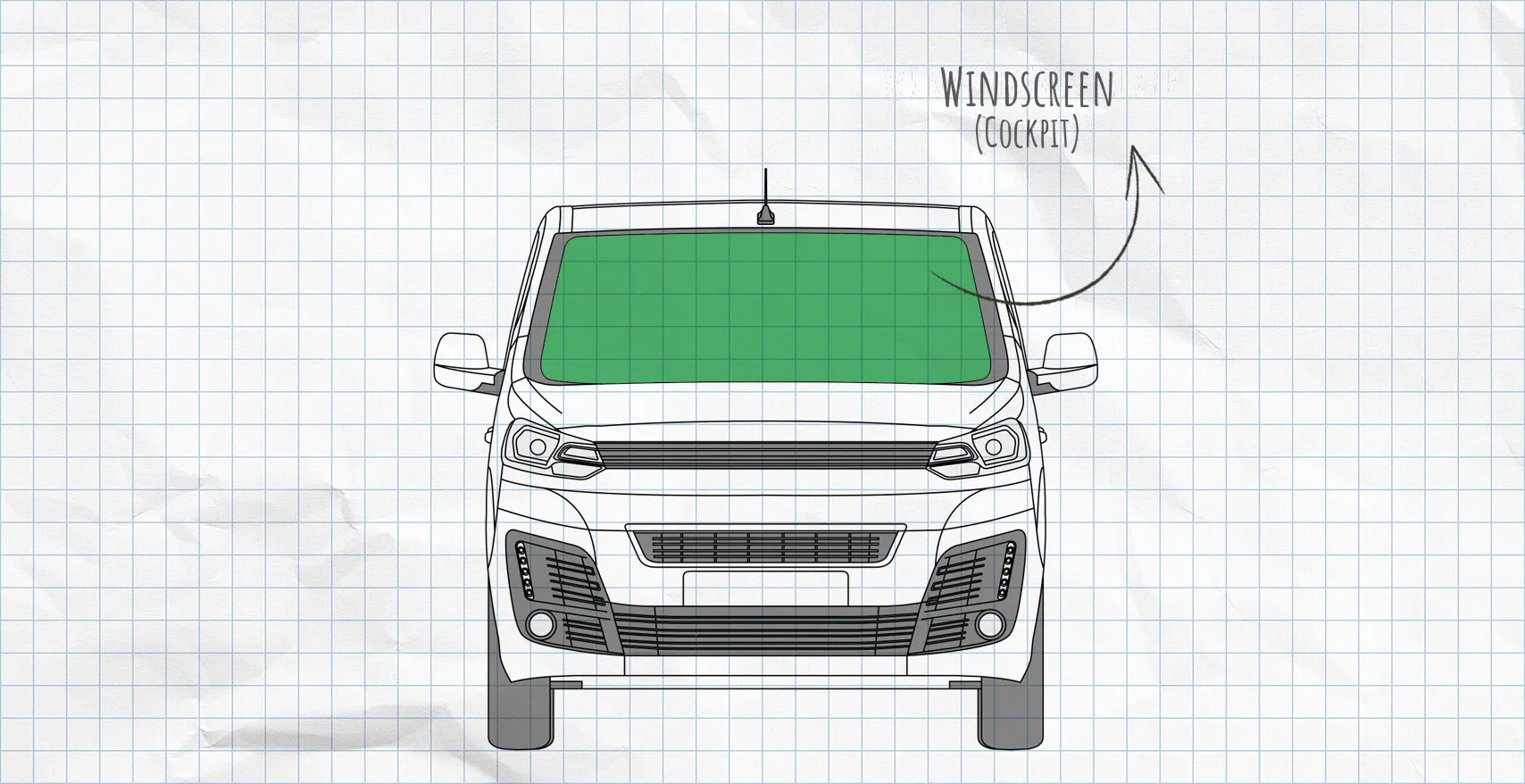 Citroën Spacetourer, Jumpy, Pössl Campster from 2016 windscreen