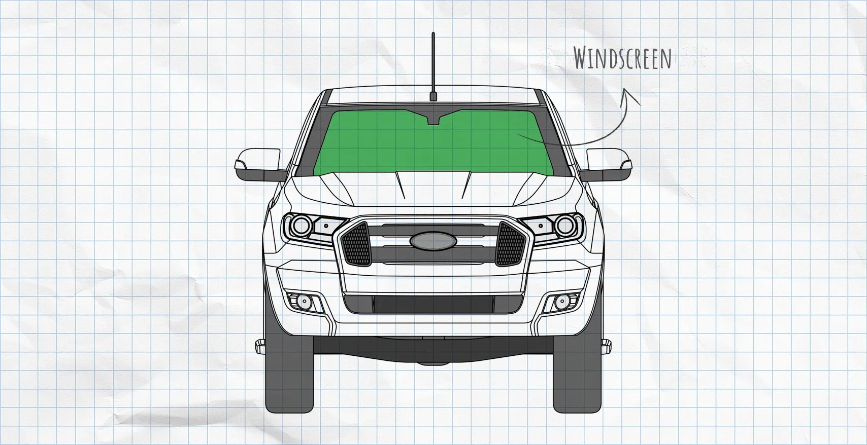 Ford Ranger (2015-present) thermal mats windscreen