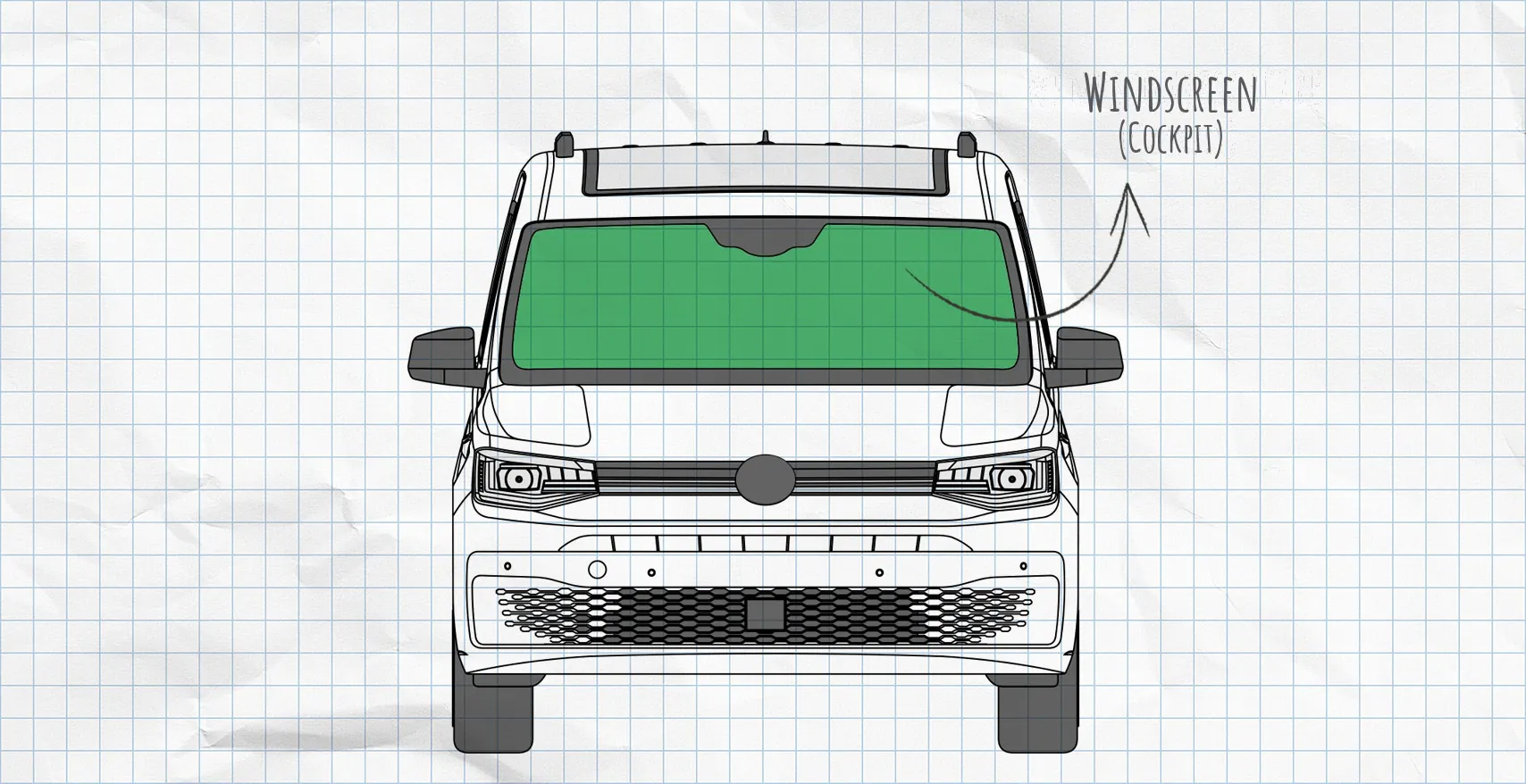VW Caddy thermal mats windscreen