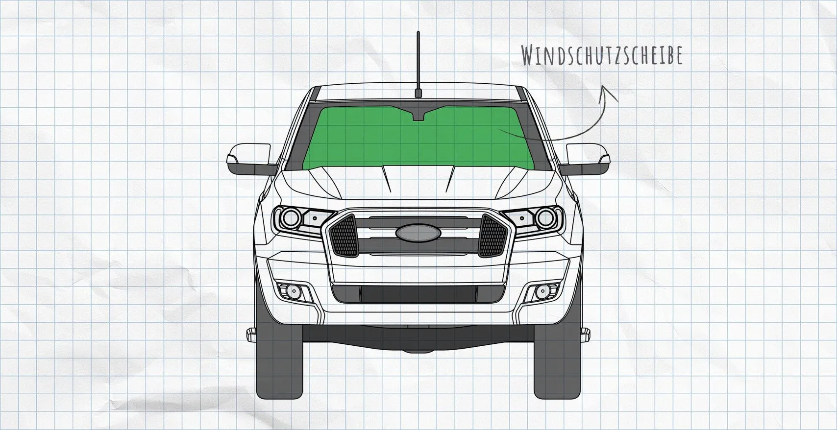 Ford Ranger (2015-heute) Thermomatten Frontscheibe