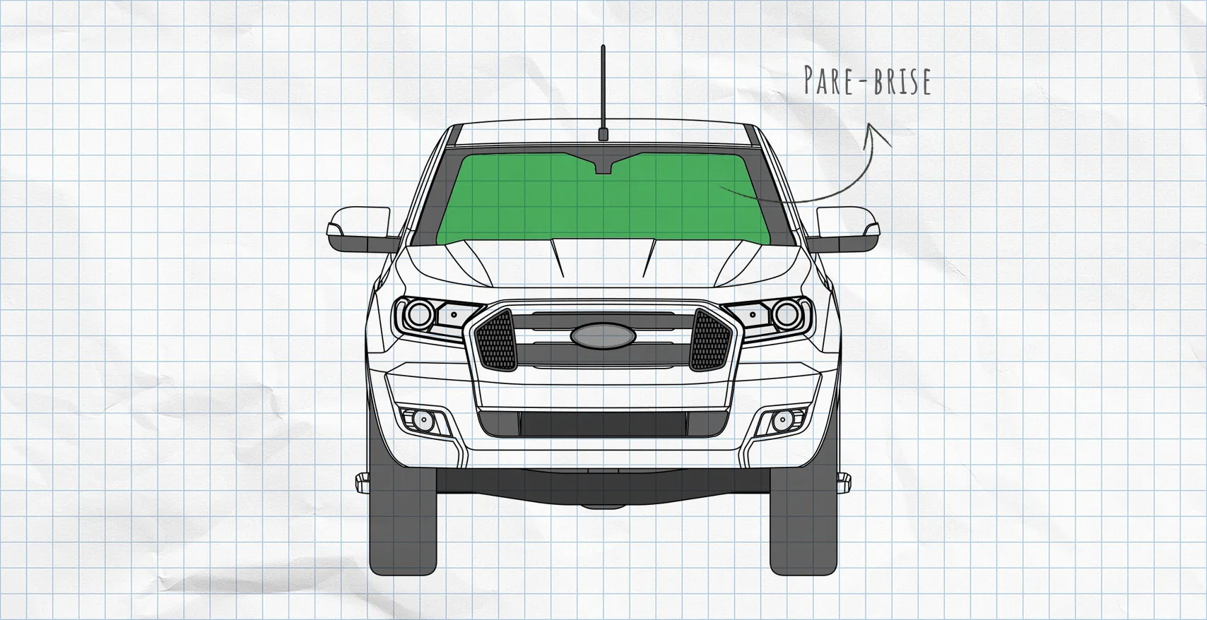 Ford Ranger (depuis 2015) : rideaux isolants pour pare-brise