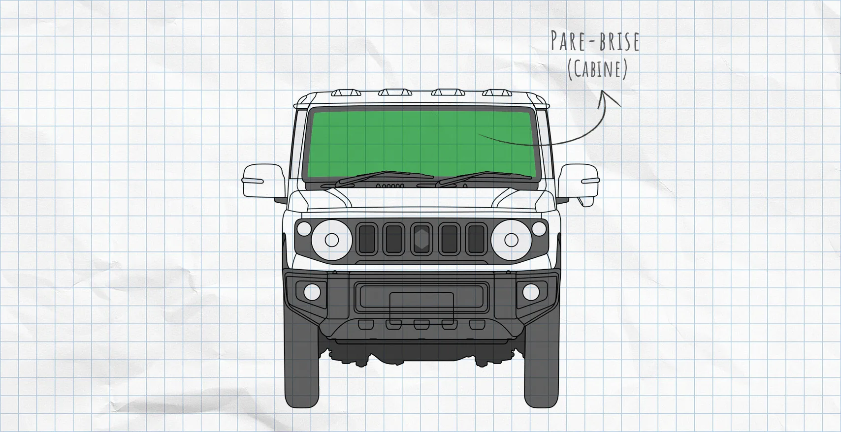 Suzuki Jimny 2 (depuis 2018) : rideaux isolants pour pare-brise