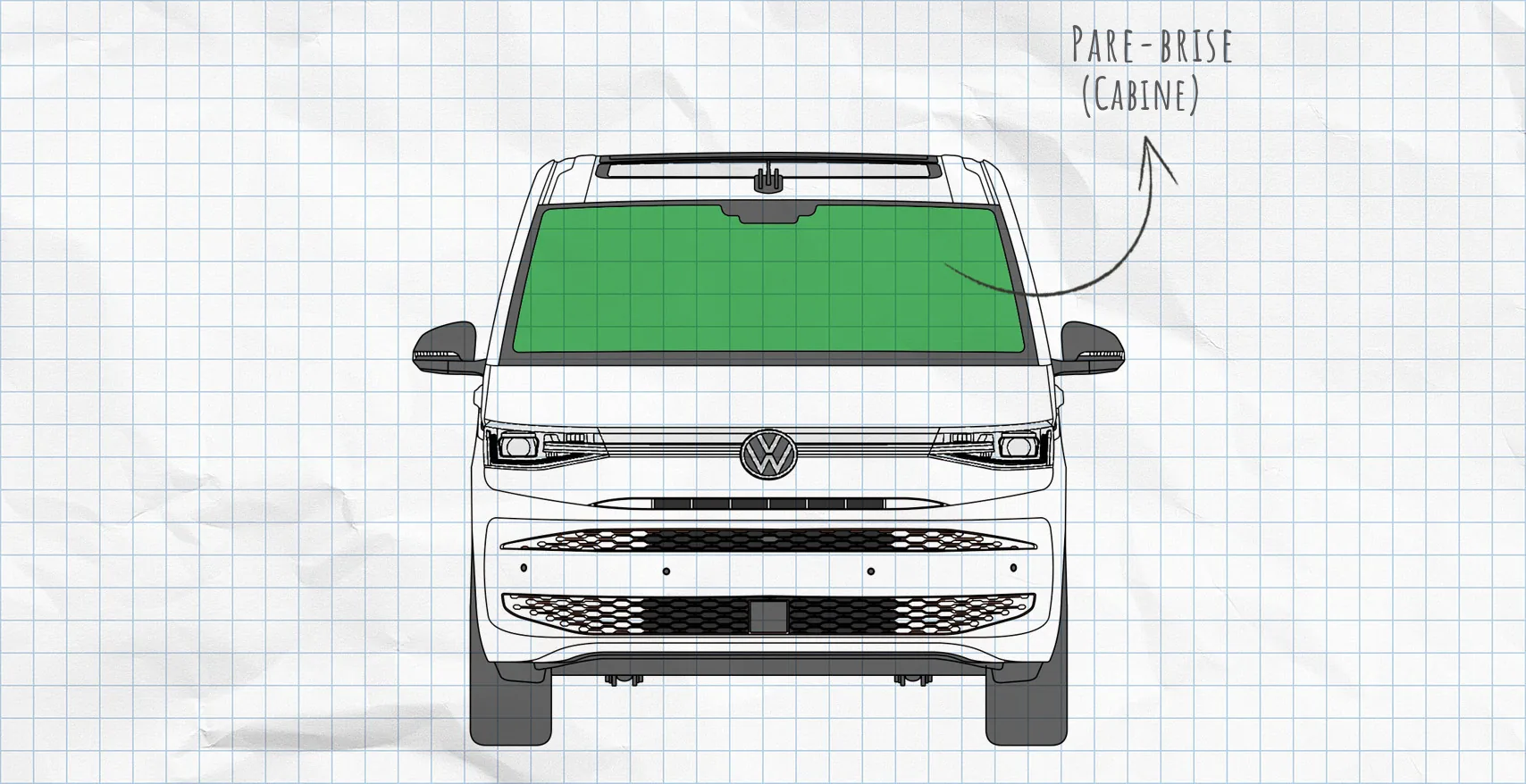 VW T7 : rideaux isolants pour pare-brise