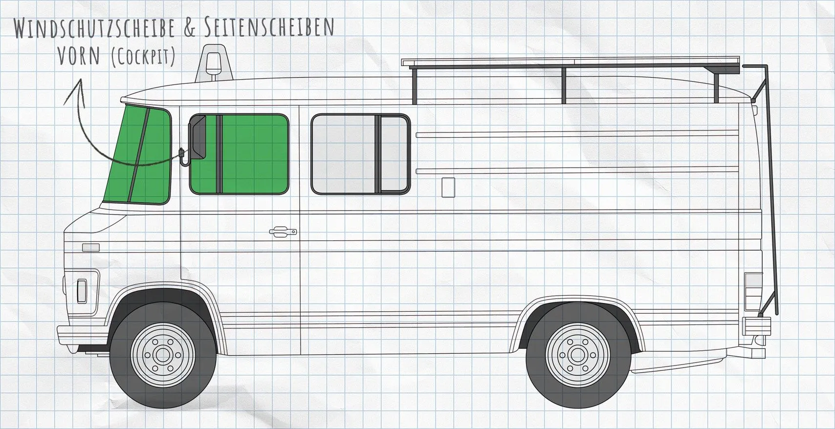 Mercedes-Benz T 2 DüDo (1967-1986) Thermomatten Seitenscheiben