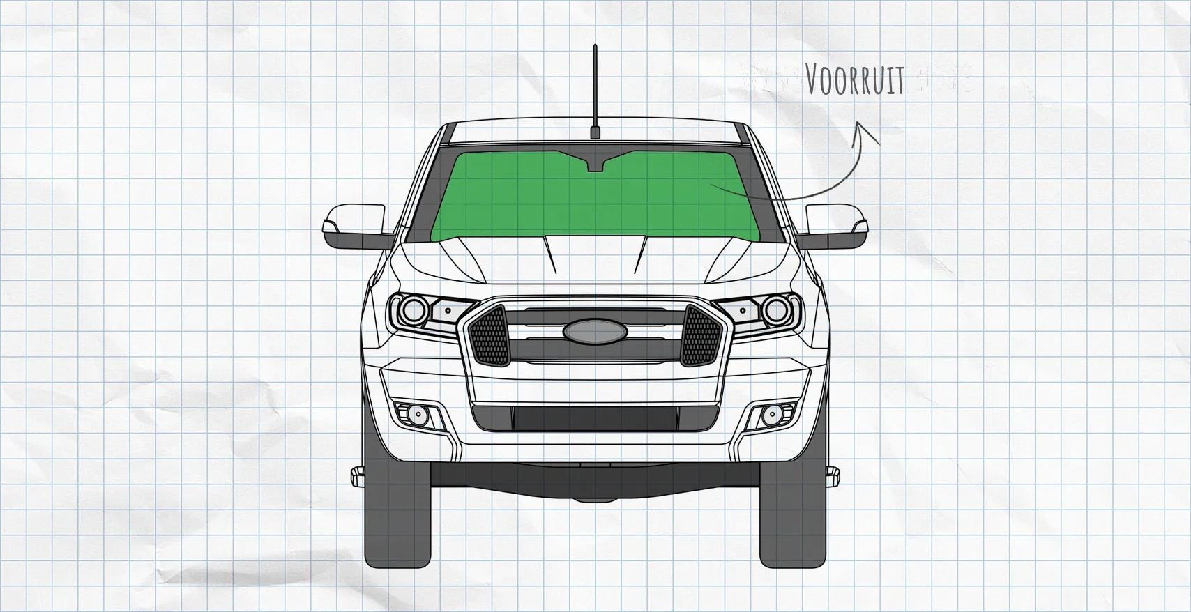 Ford Ranger (2015-heden) thermomatten voorruit